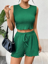 Lettuce Edge Sleeveless Crop Top And Shorts Set For Daily Casual Wear